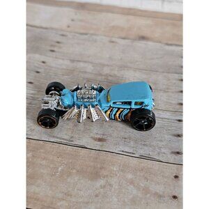 Hot Wheels 2012 Street Creeper Sky Blue Tiger Stripes Chrome Engine Hot Rod